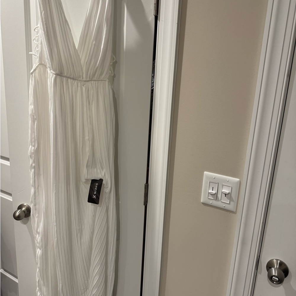Elegant White Maxi Dress with front slit